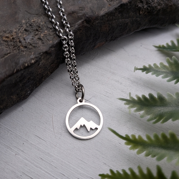Silver Mountain Pendant Necklace / Nature Jewelry - Picture 2 of 5